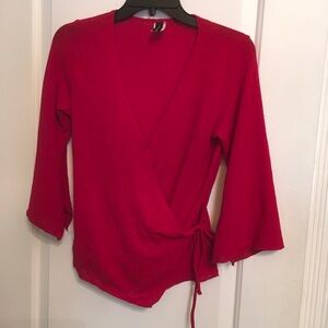 Red Wrap Top,